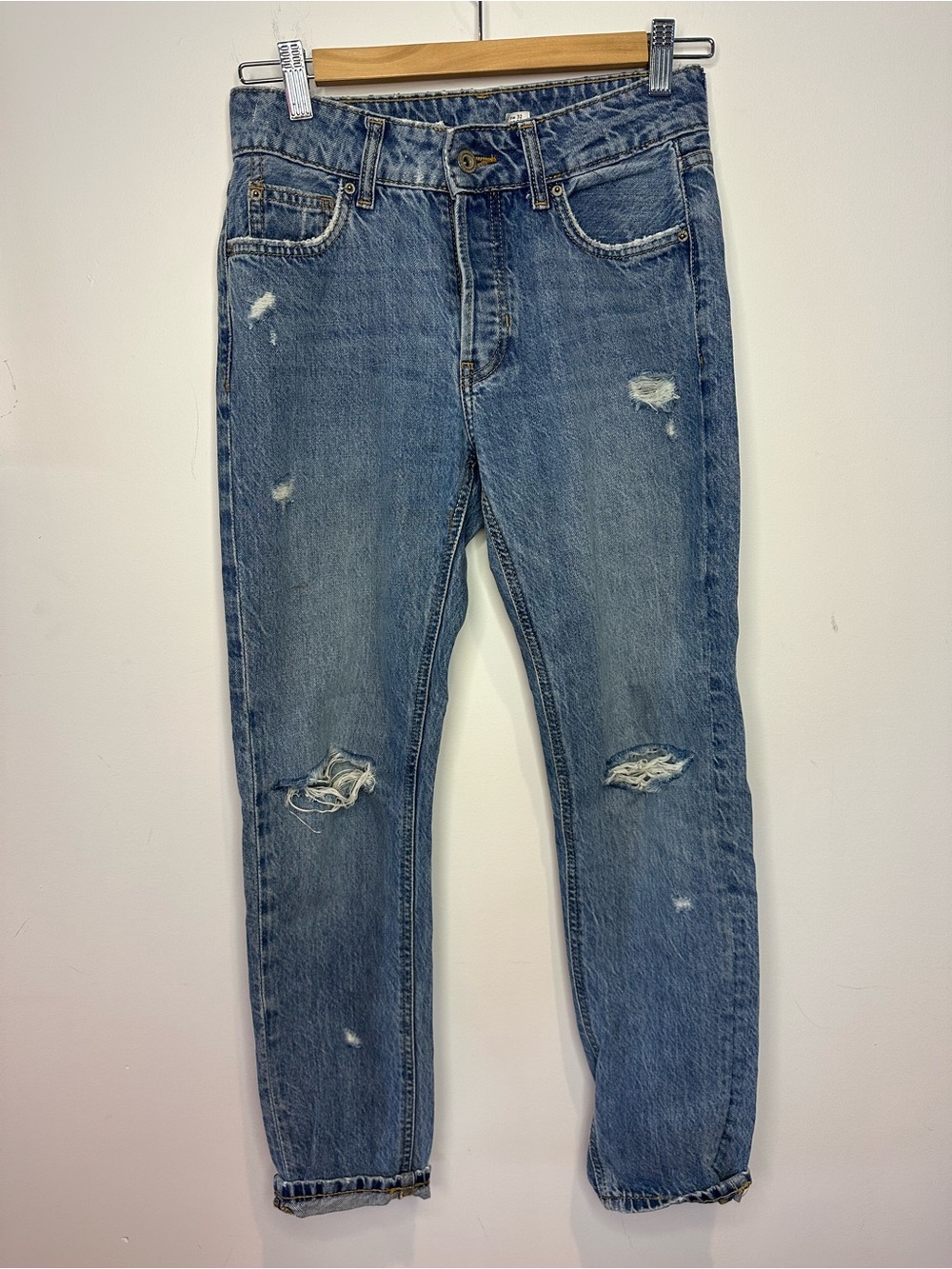 Bershka 00 Distressed Blue Jeans